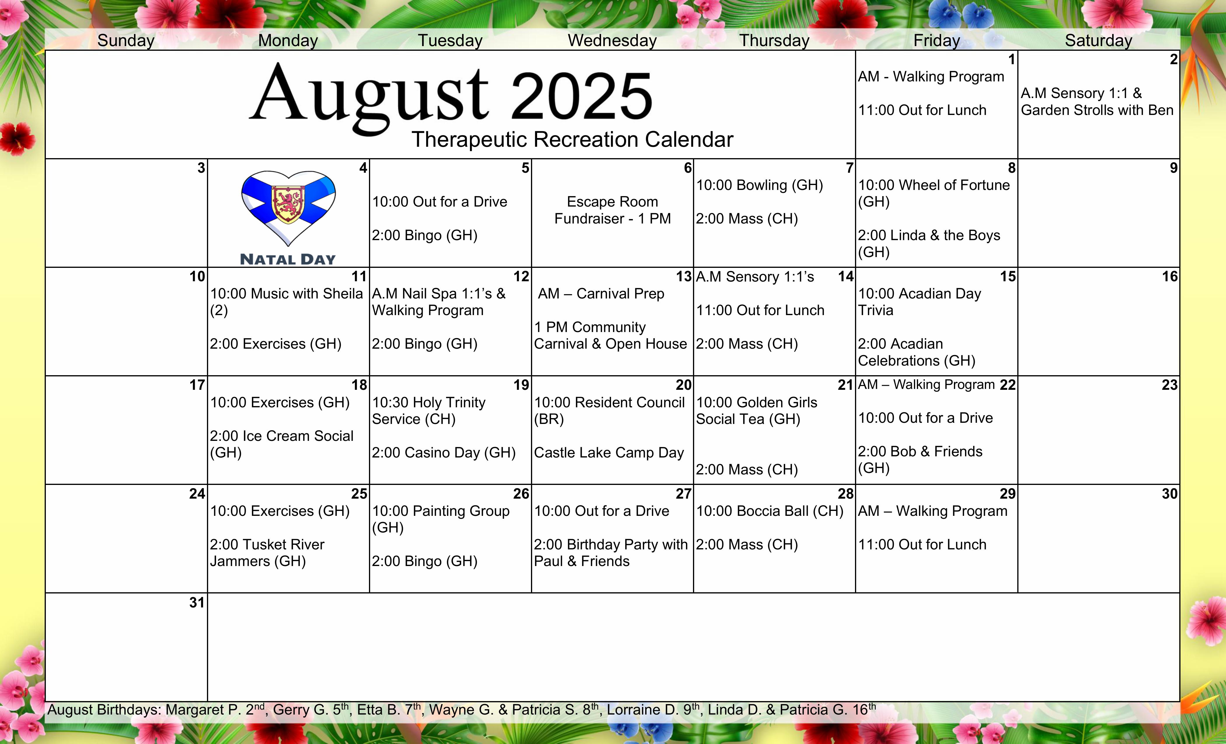 Recreation Calendar